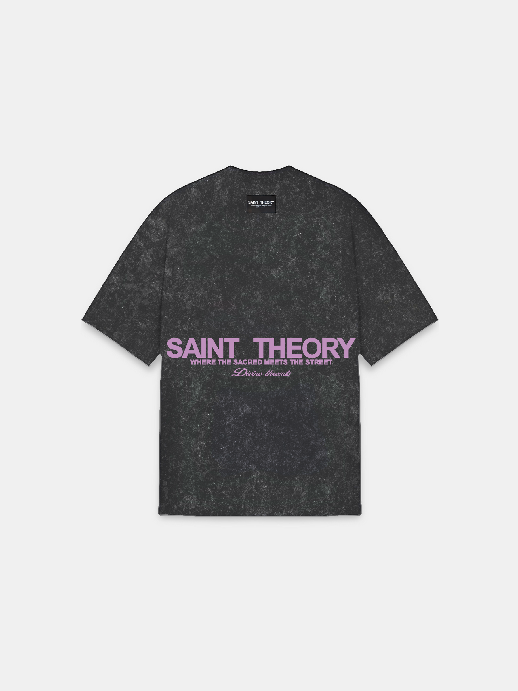 CAMISETA HILOS DIVINOS BLACK ACIDWASH/PINK