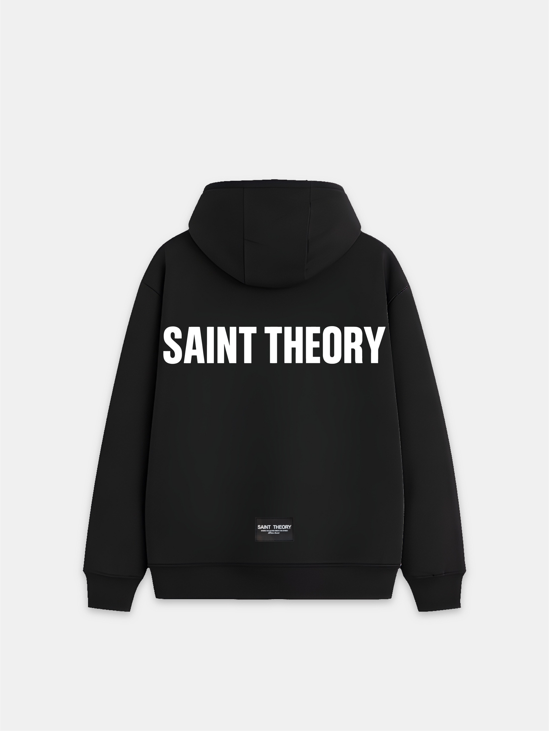 Hoodie Line Negro - Blanco