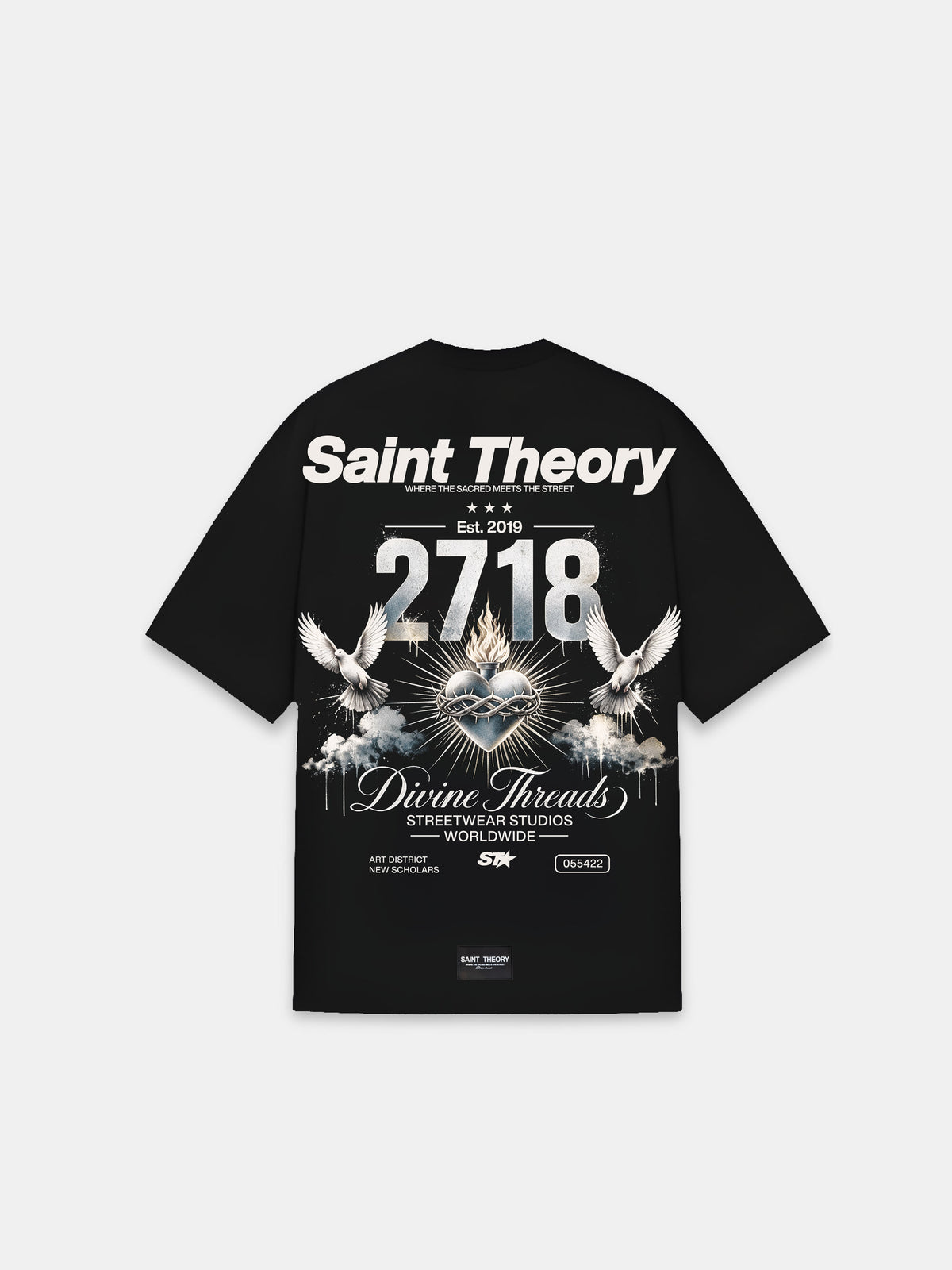 CAMISETA DOVE HEART BLACK SILVER